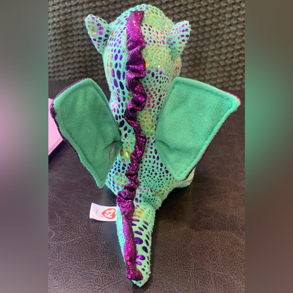 TY Beanie Boos Cinder 6” Glitter Dragon Green & Purple; Ages 3+ - Picture 5 of 9